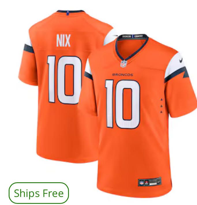 Men Denver Broncos #10 Nix Nike Orange 2024 NFL Draft First Round Pick Player Game Jersey->customized nfl jersey->Custom Jersey